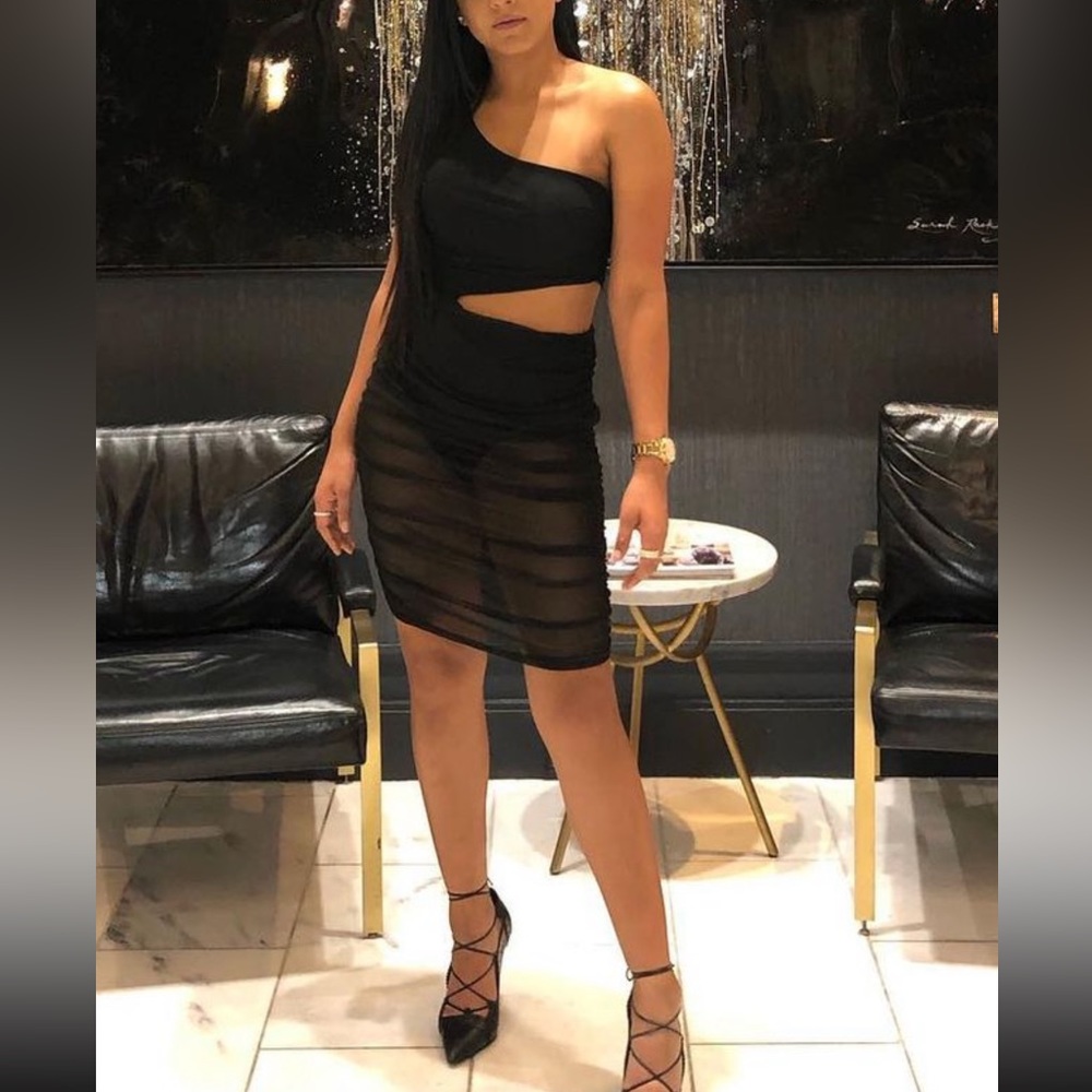 One shoulder bodysuit under dress